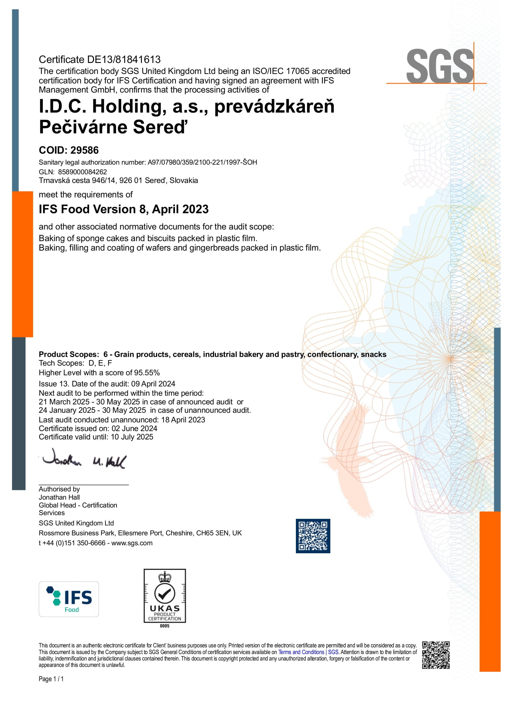 IFS Pečivárne Sereď 2024.PDF